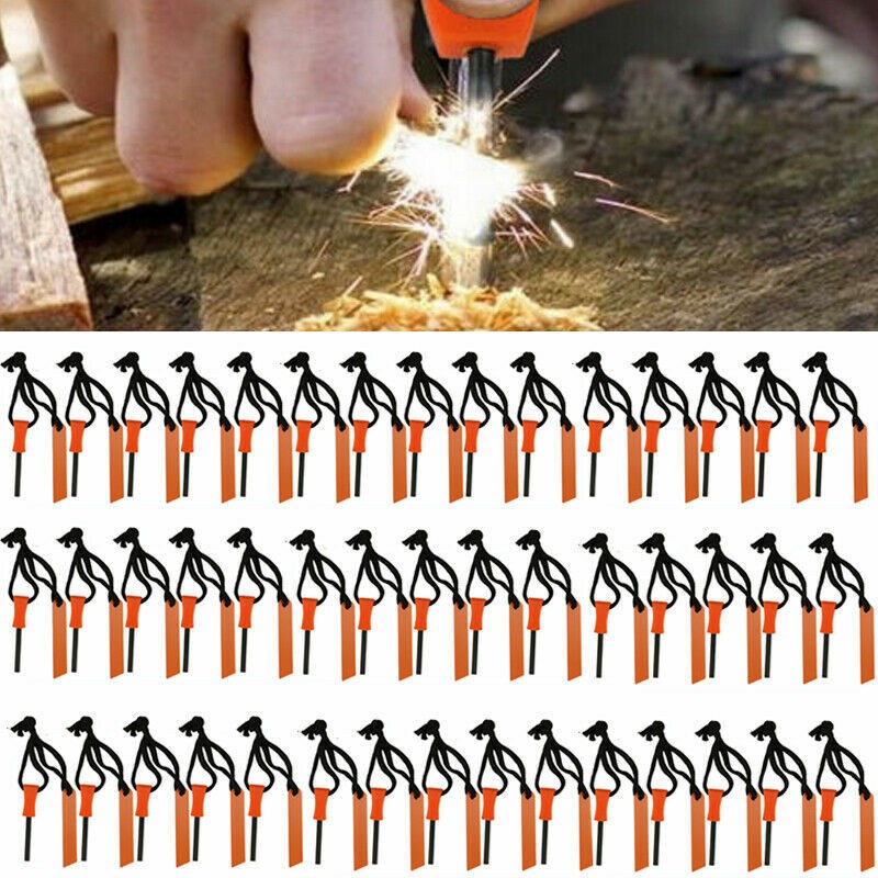 Lot Ferro Rod Fire Starter Flint Steel Striker Survival Kit Outdoor Camping Tool