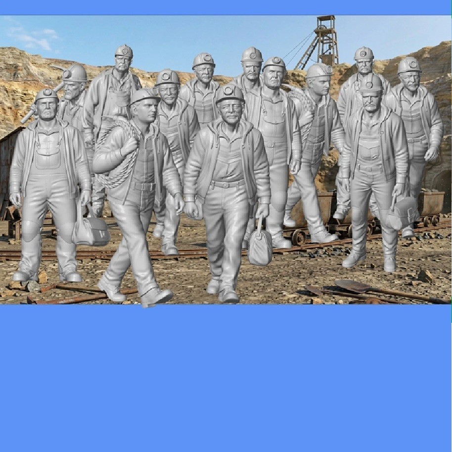 HO SCALE EVERYDAY FIGURES   MINERS   1/87 RESIN UNPAINTED