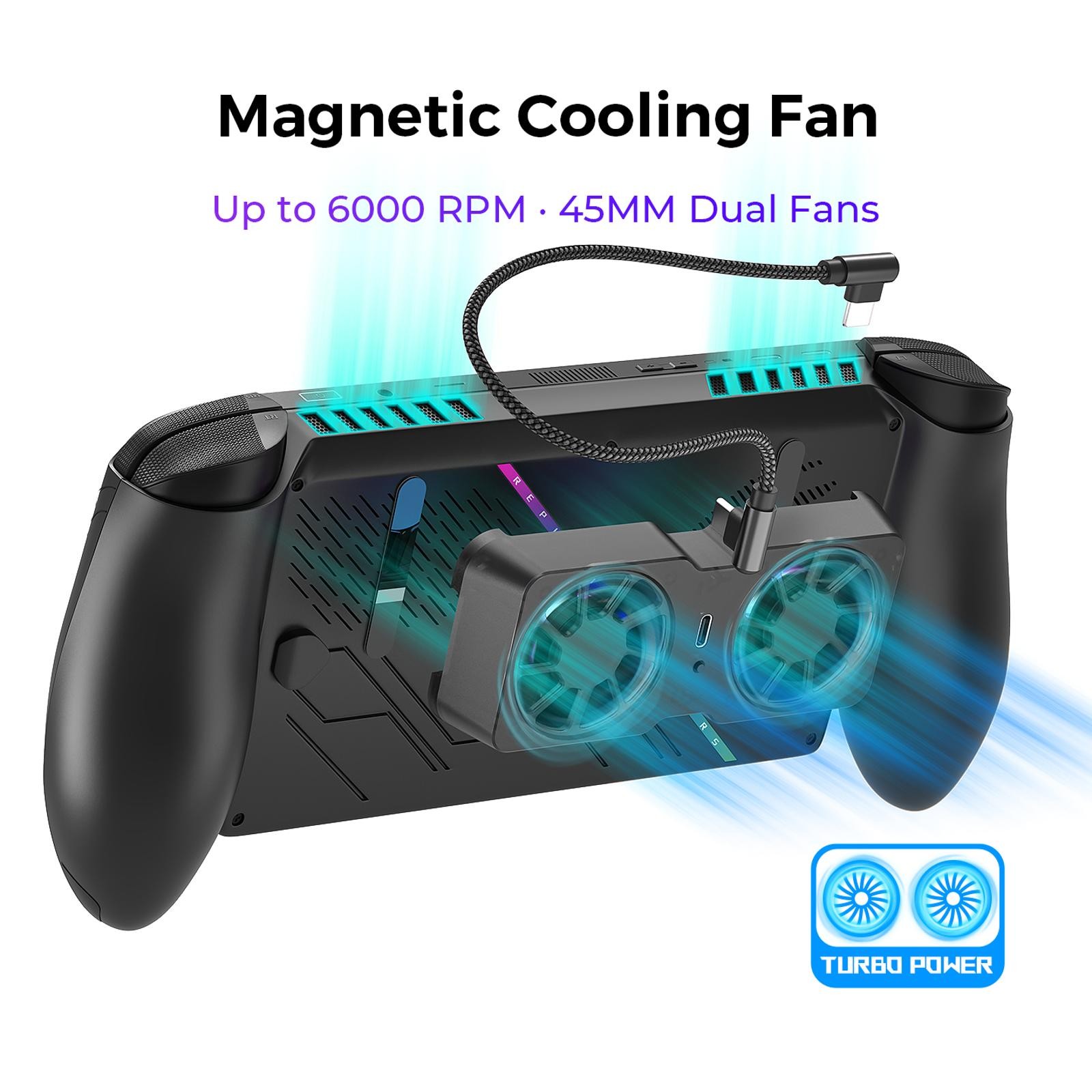 Magnetic Cooling Fan for Steam Deck for ROG Ally X for Legion Go 45mm Dual Fans