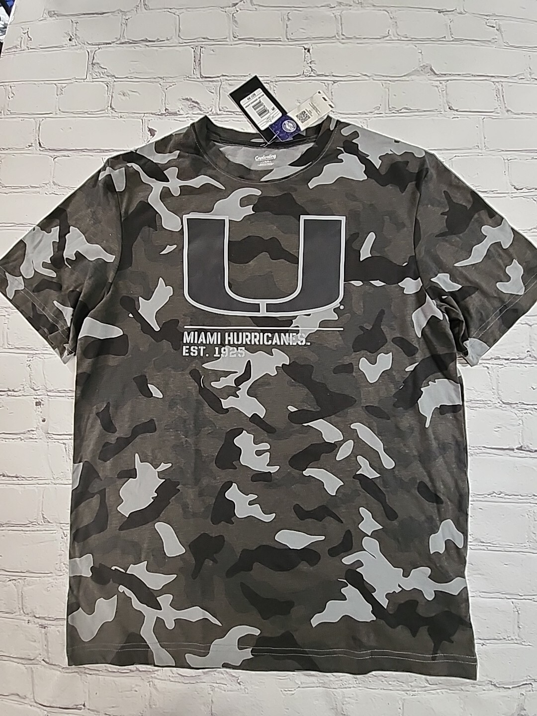 Miami Hurricanes NCAA Classic Fit Crew Neck SS Tee T-Shirt Camo Adult Large NEW