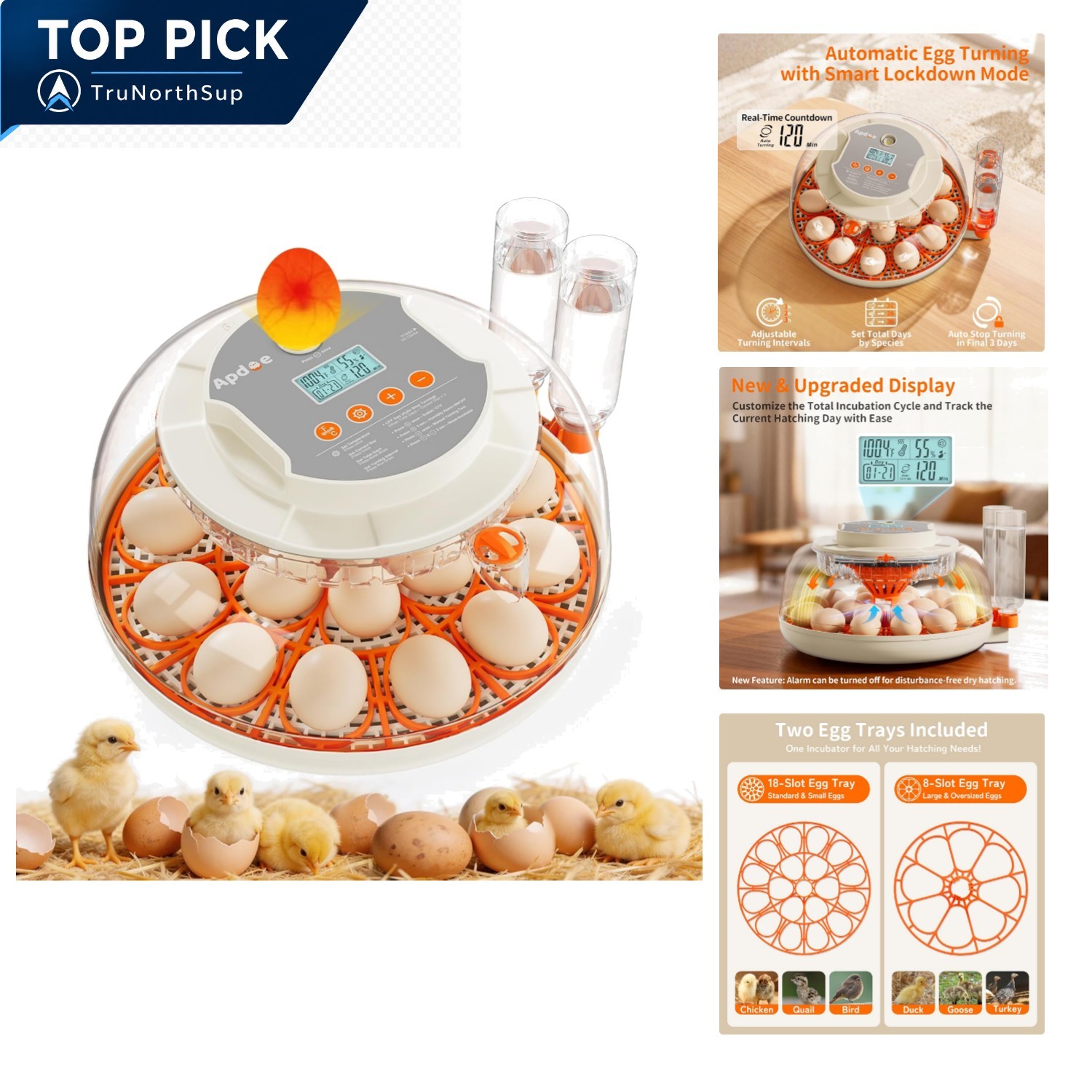 18 Egg Incubator with Automatic Egg Turning, Temperature & Humidity Control, ...