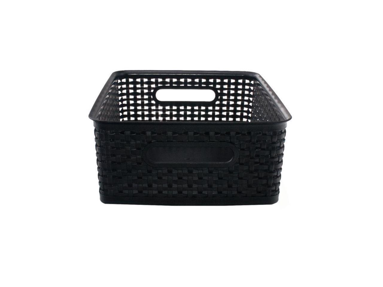 Advantus Plastic Weave Bin Medium 14" x 10.5" x 4.63" Black 36003