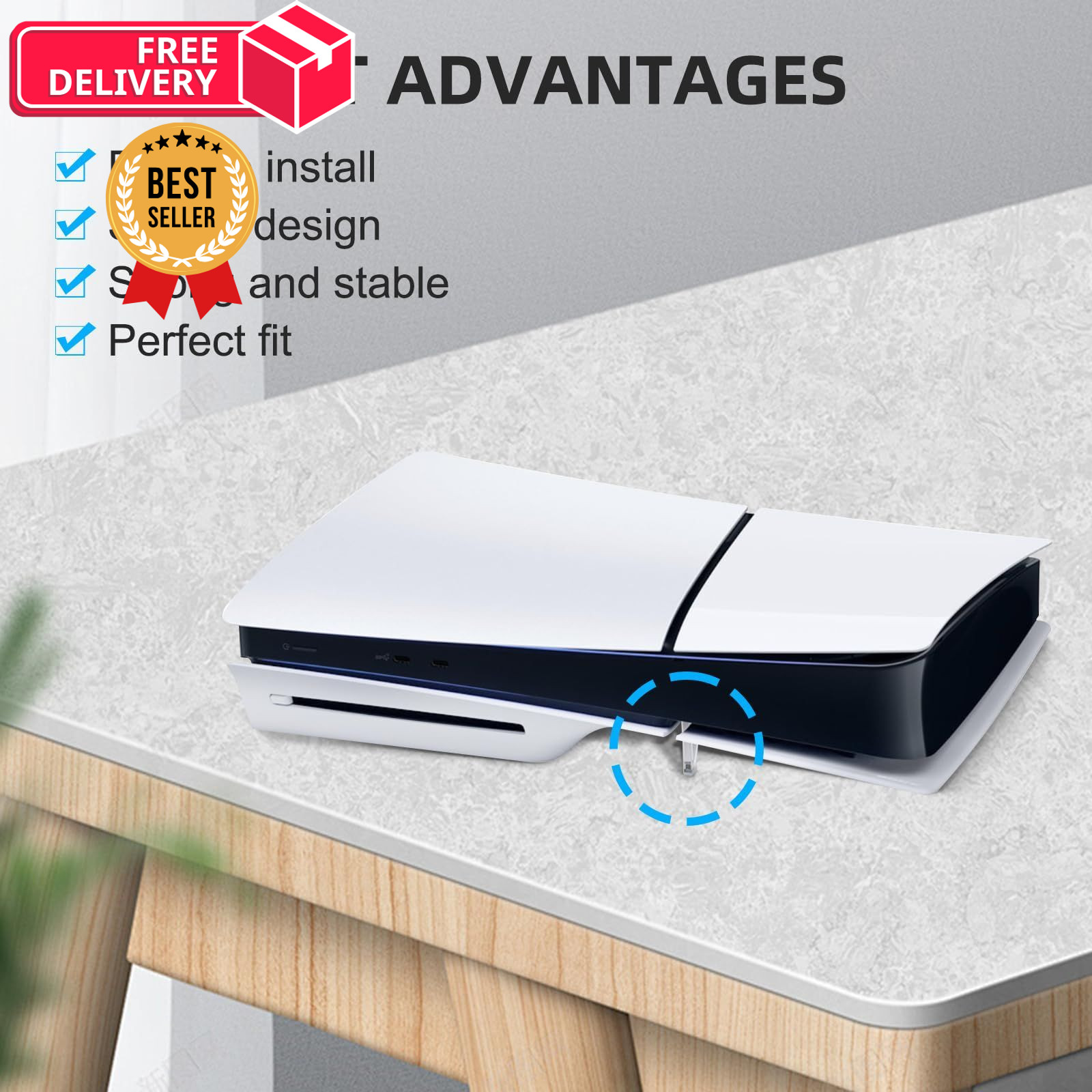 YIBEICO Stand for PS5 Slim,Horizontal SLIM Disc*4pcs, transparent