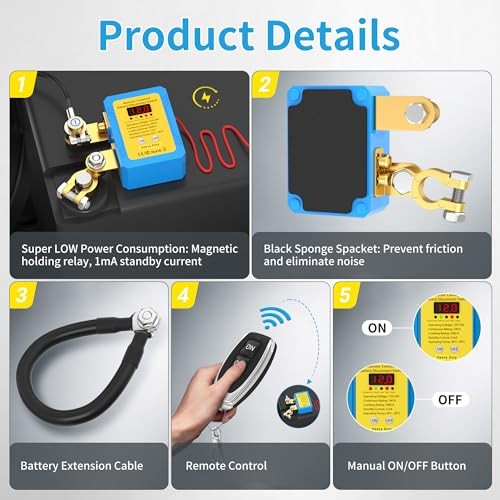 Kill Switch for Car 12V 240A Remote Battery 240A with Led Voltage&Cable