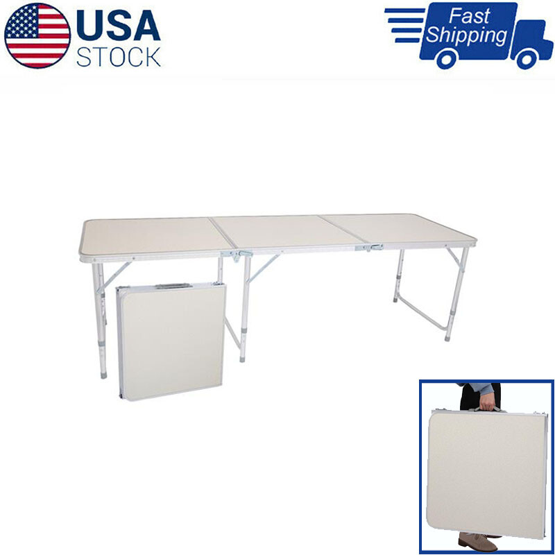 6ft Folding Picnic Long Table Dining Aluminum Camping Party Wedding BBQ Outdoor