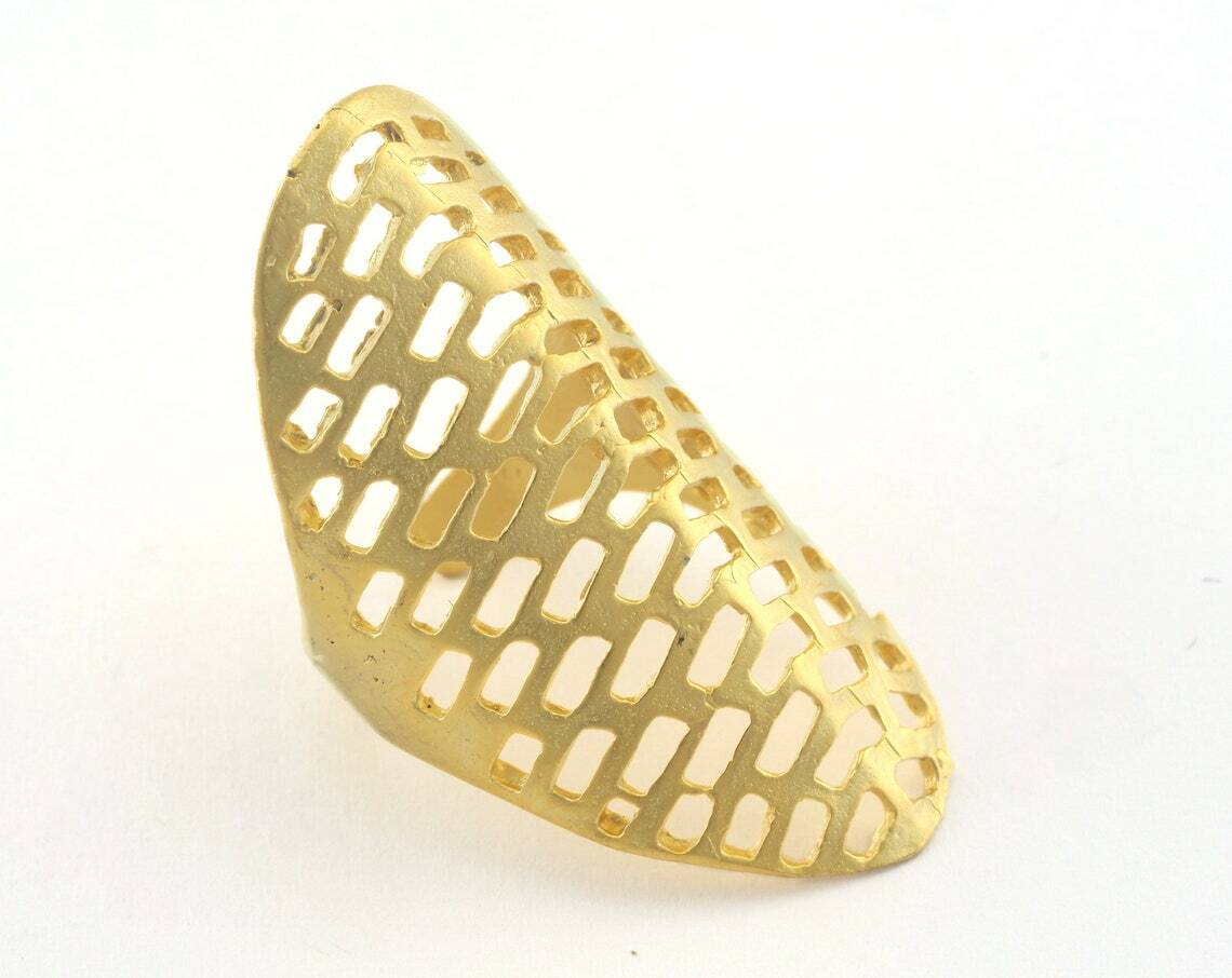 Mesh Adjustable Ring Matte Gold Plated Brass (17mm 7US inner size) 3275