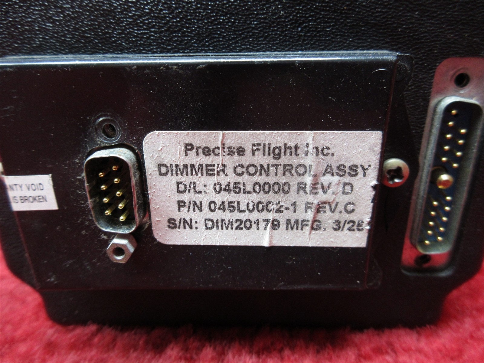 Precise Flight Inc. Dimmer Control Unit PN 045L0002-1, 045L0000