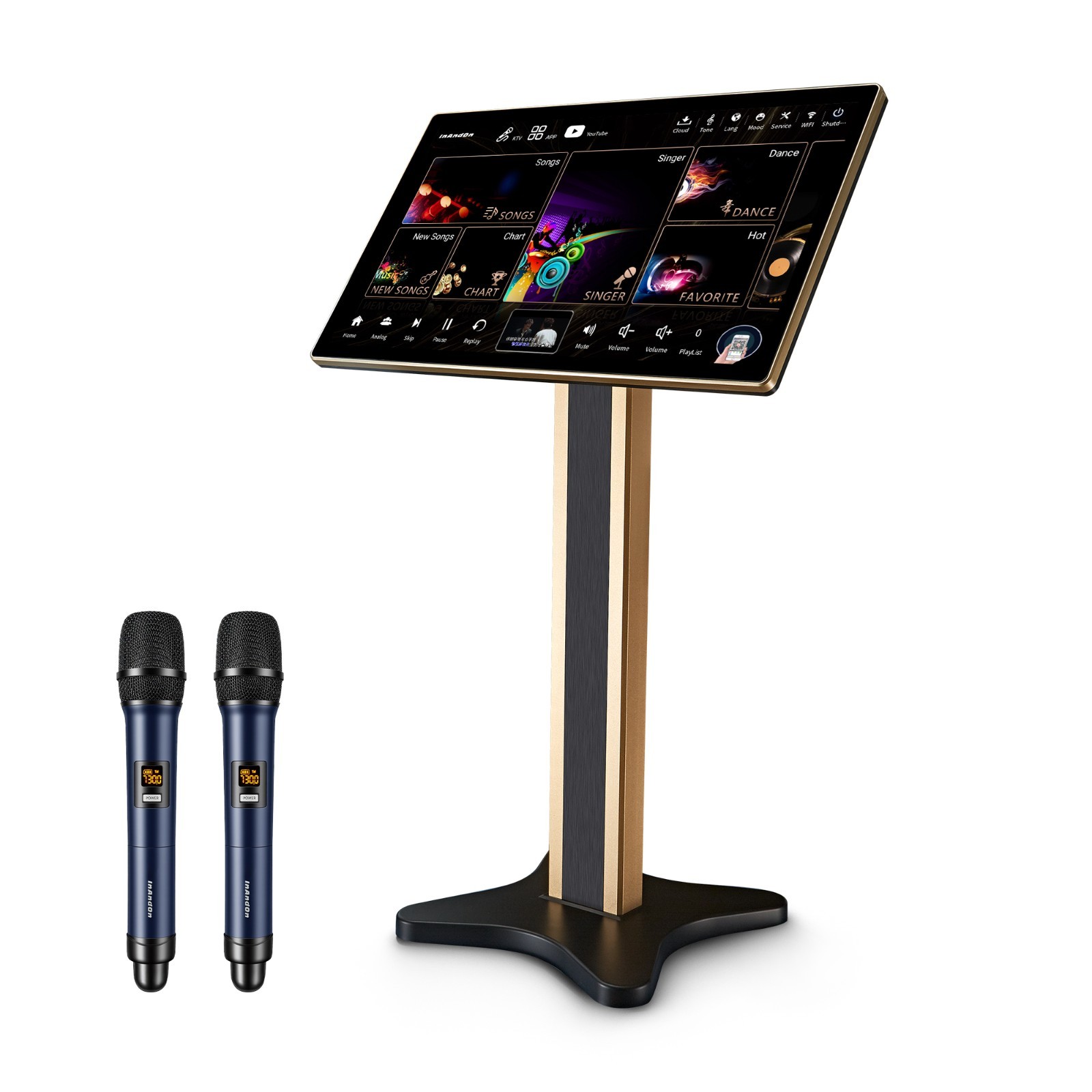 Used InAndOn 4-in-1 Home Karaoke System 21.5" Touchscreen + UHF Mics + Mixer