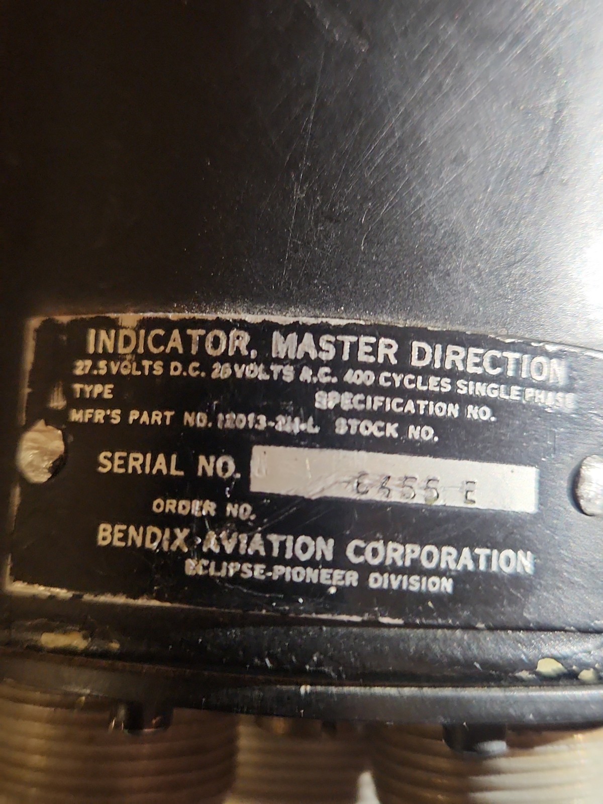 Vintage Bendix Eclipse-Pioneer Master Direction Indicator Part 12013-2H-L
