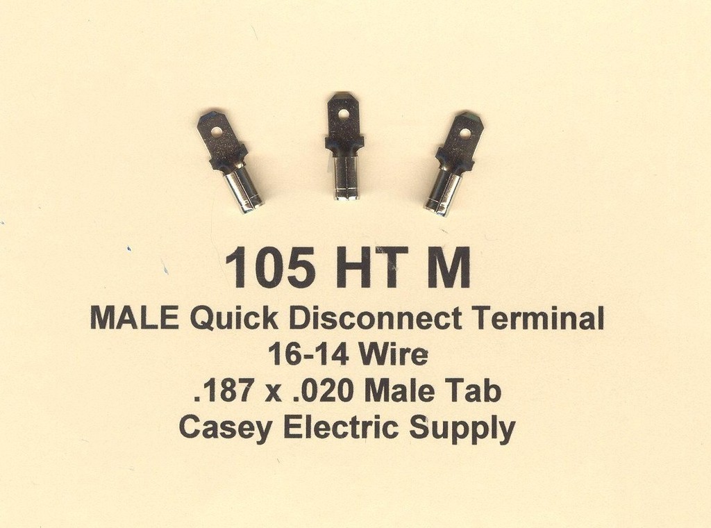 50 High Temperature Quick Disconnect QD Terminal #16-14 Gauge Wire AWG .187 MALE
