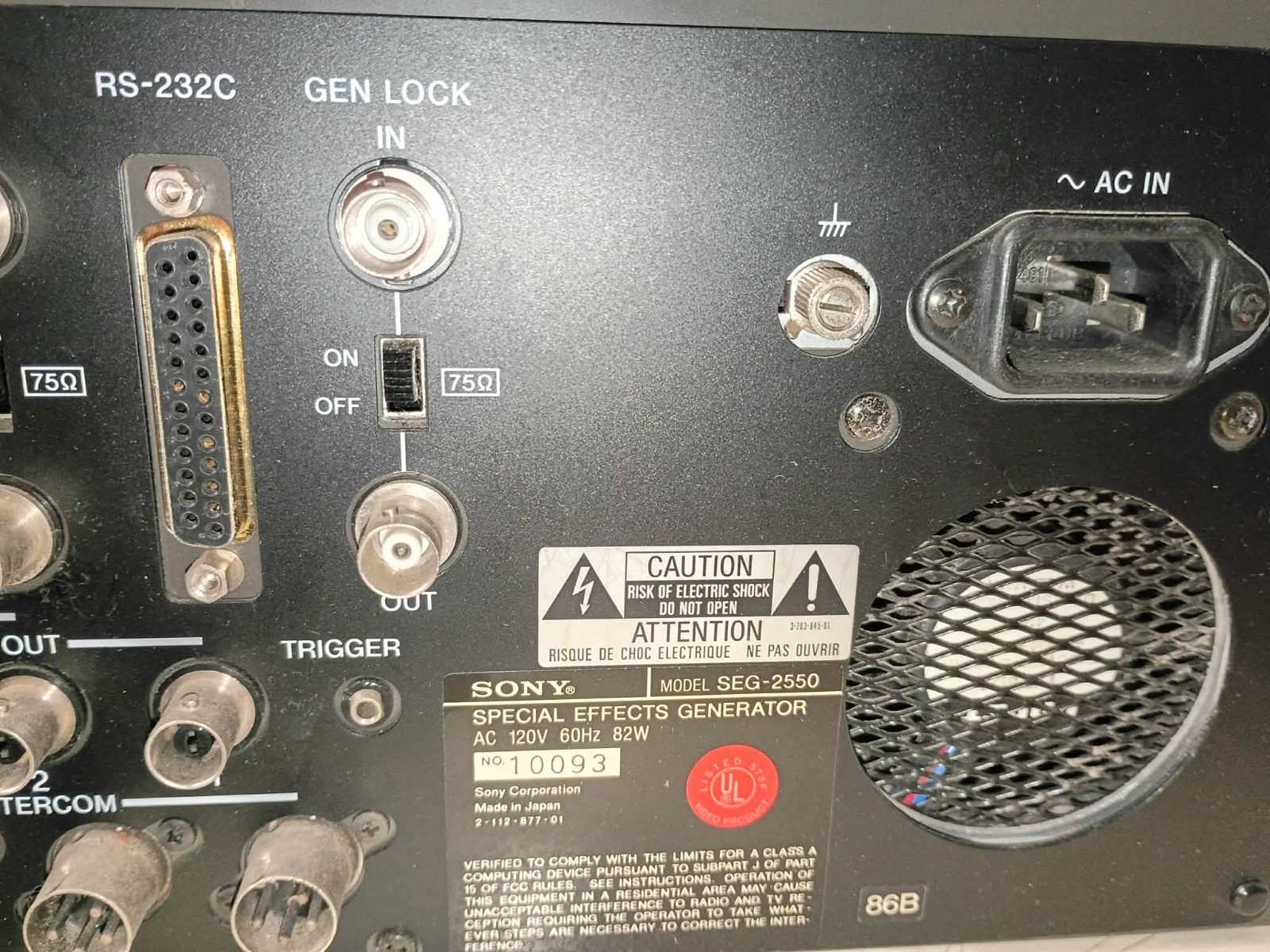 SONY SPECIAL EFFECT GENERATOR / MODEL SEG-2550A .