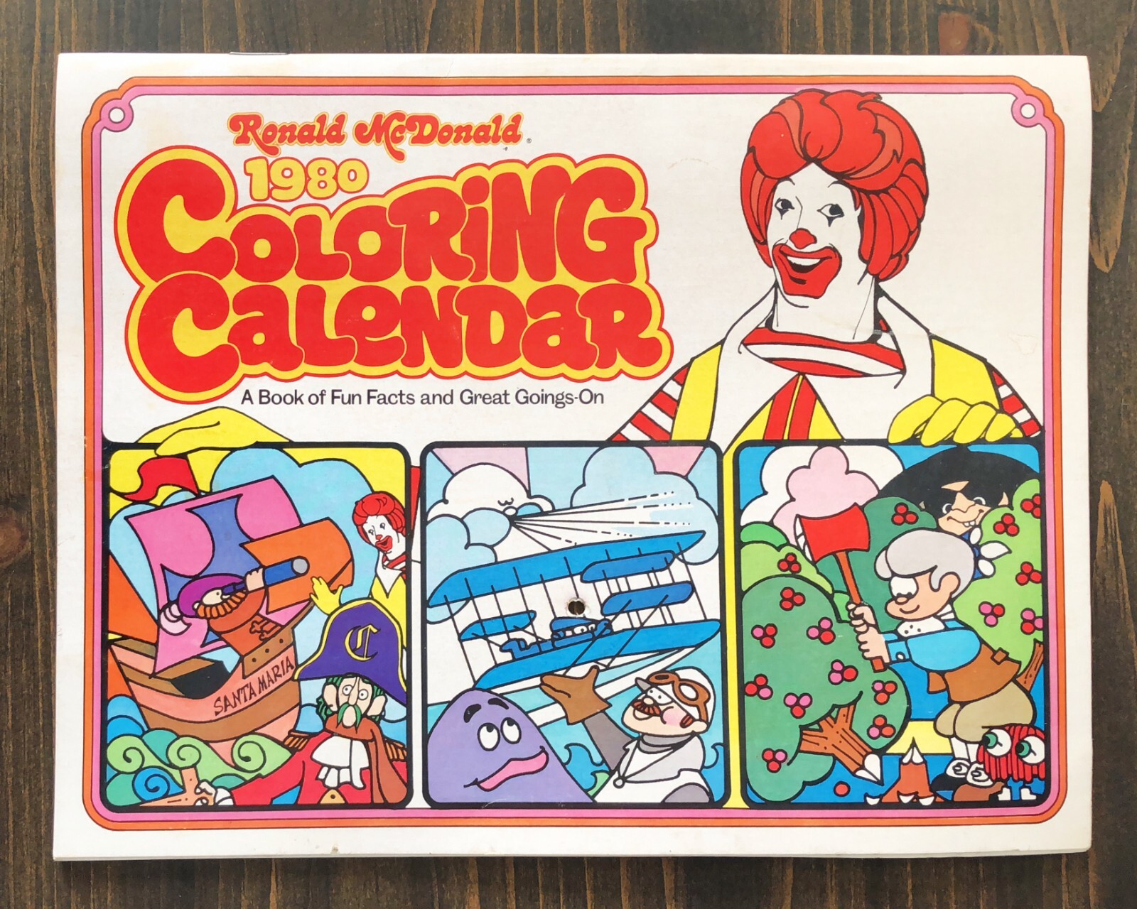 Vintage Advertising Ronald McDonald 1980 Coloring Calendar UNUSED