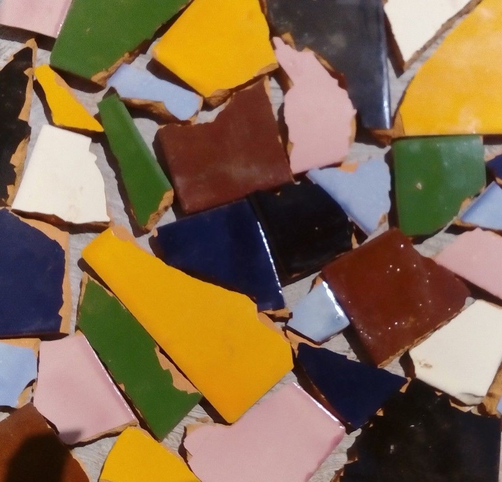 10 Pounds of Broken Talavera Mexican Ceramic Tile in Mixed Solid Colors #02