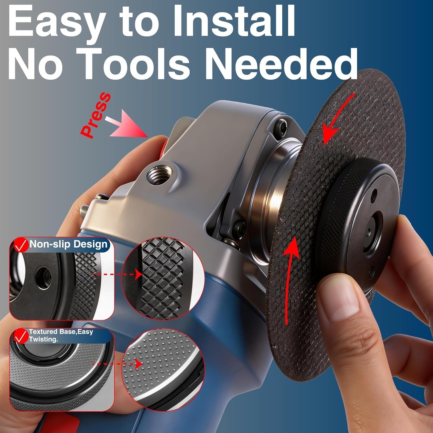 2-Pack 5/8"-11 Angle Grinder Flange Nuts, Tool-Free Quick Release Locking Kit, S