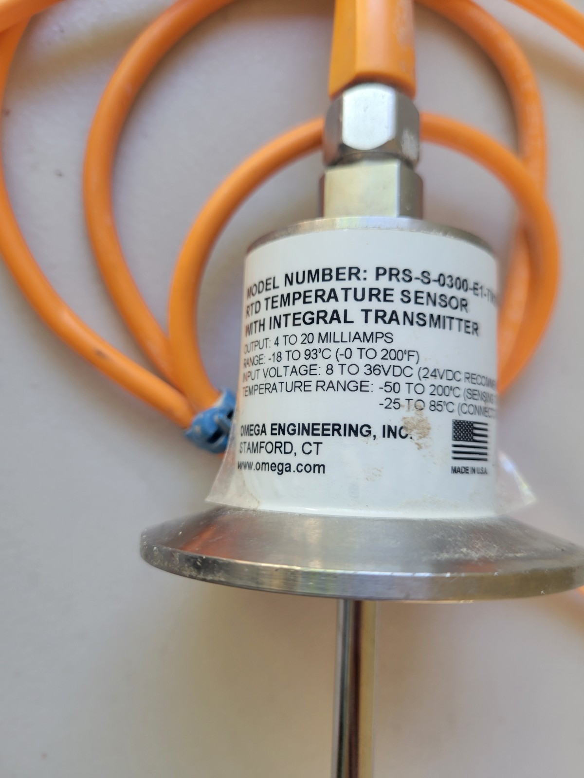 OMEGA PRS-3-100-A-S-0300-E1-M12 RTD Temperature Sensor