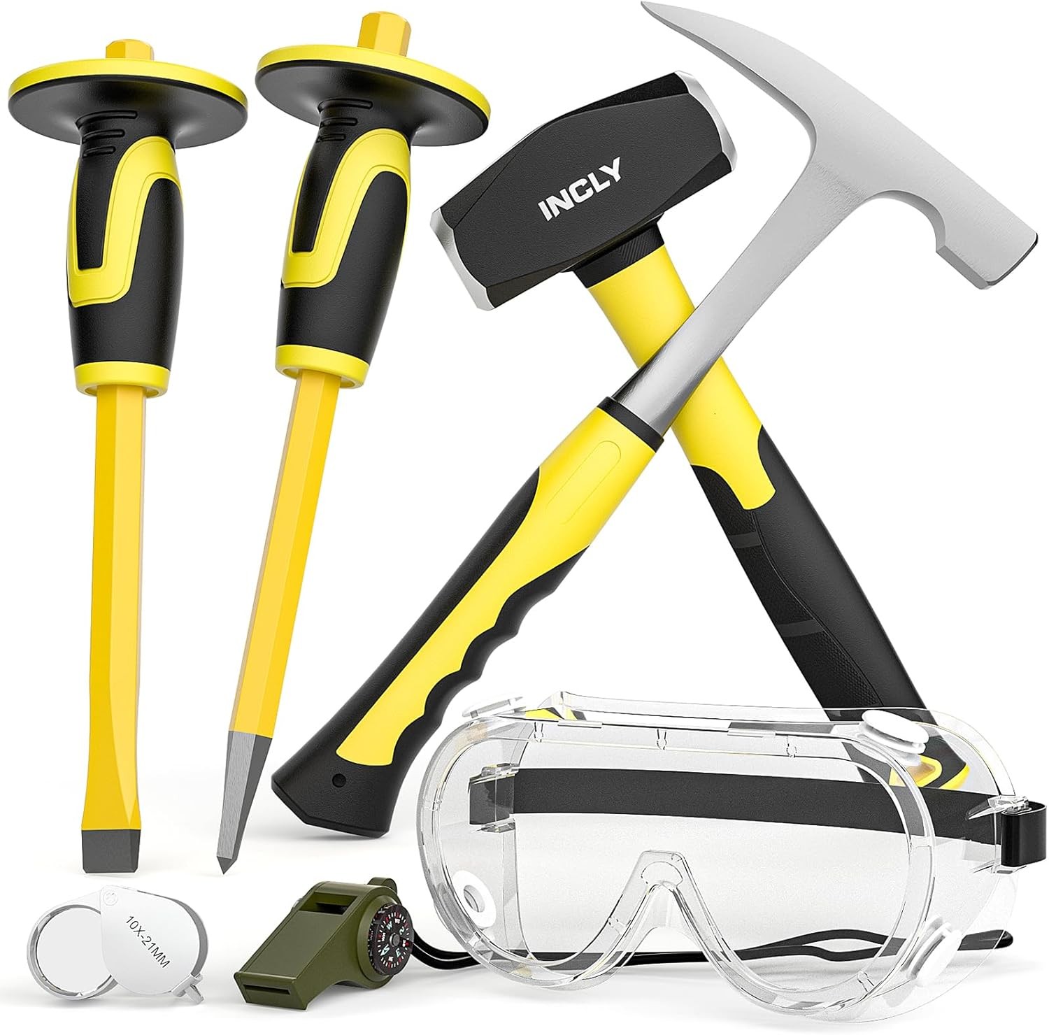 Kit Martillo Geología 7Pcs 3lb + 32oz Cinceles 12"