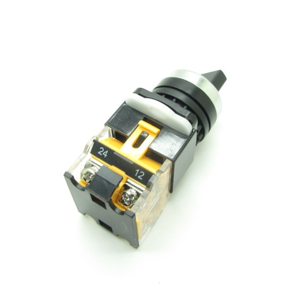 Round 22mm Rotary Selector Switch 2 Positions NC + NO Latching Self-Locking 10A