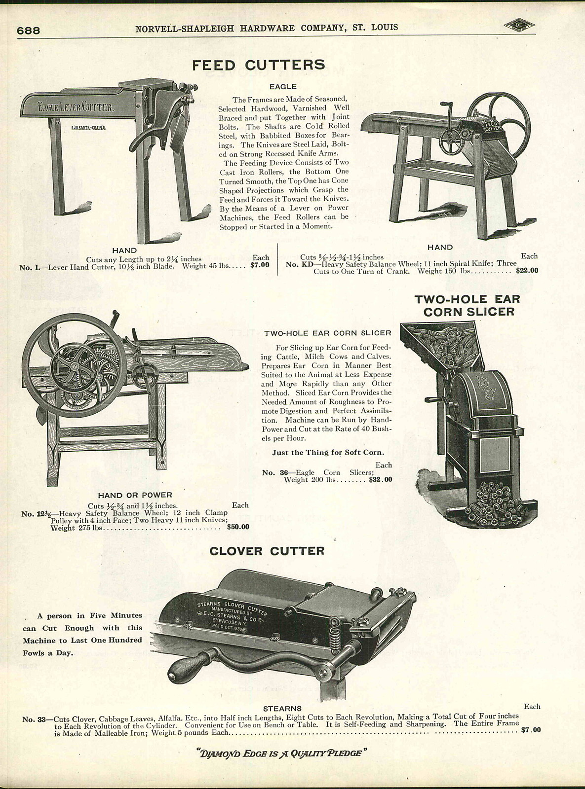 1910 ADVERTISEMENT Stearns Clover Cutter Two 2 Hole Corn Sheller Slicer