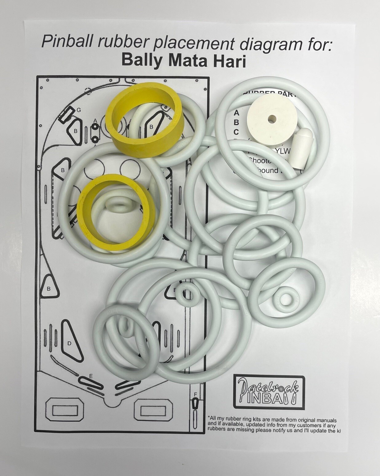 1978 Bally Mata-Hari Pinball Machine Rubber Ring Kit