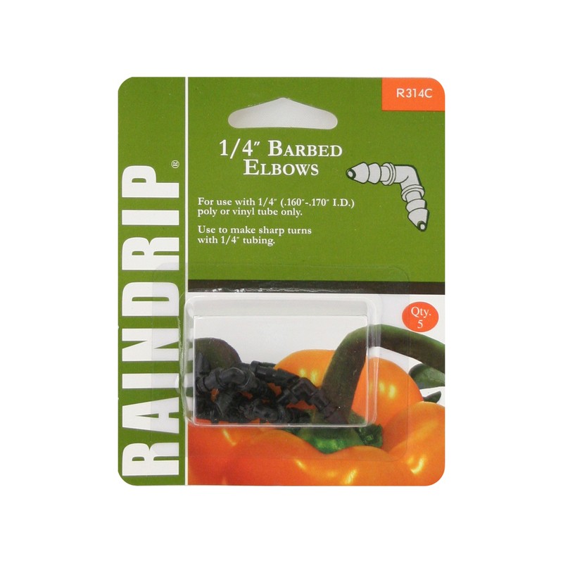 Raindrip R314CT Plastic Black Drip Irrigation Barbed Elbow 1/4 in. Fitting
