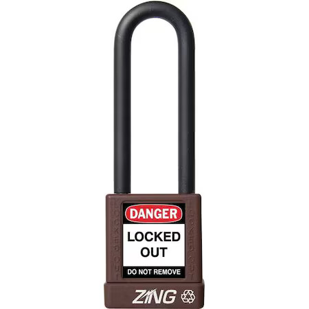 Zing 7061 Lockout Padlock, Keyed Alike, Aluminum, Brown, 3 In Shackle Height, 1