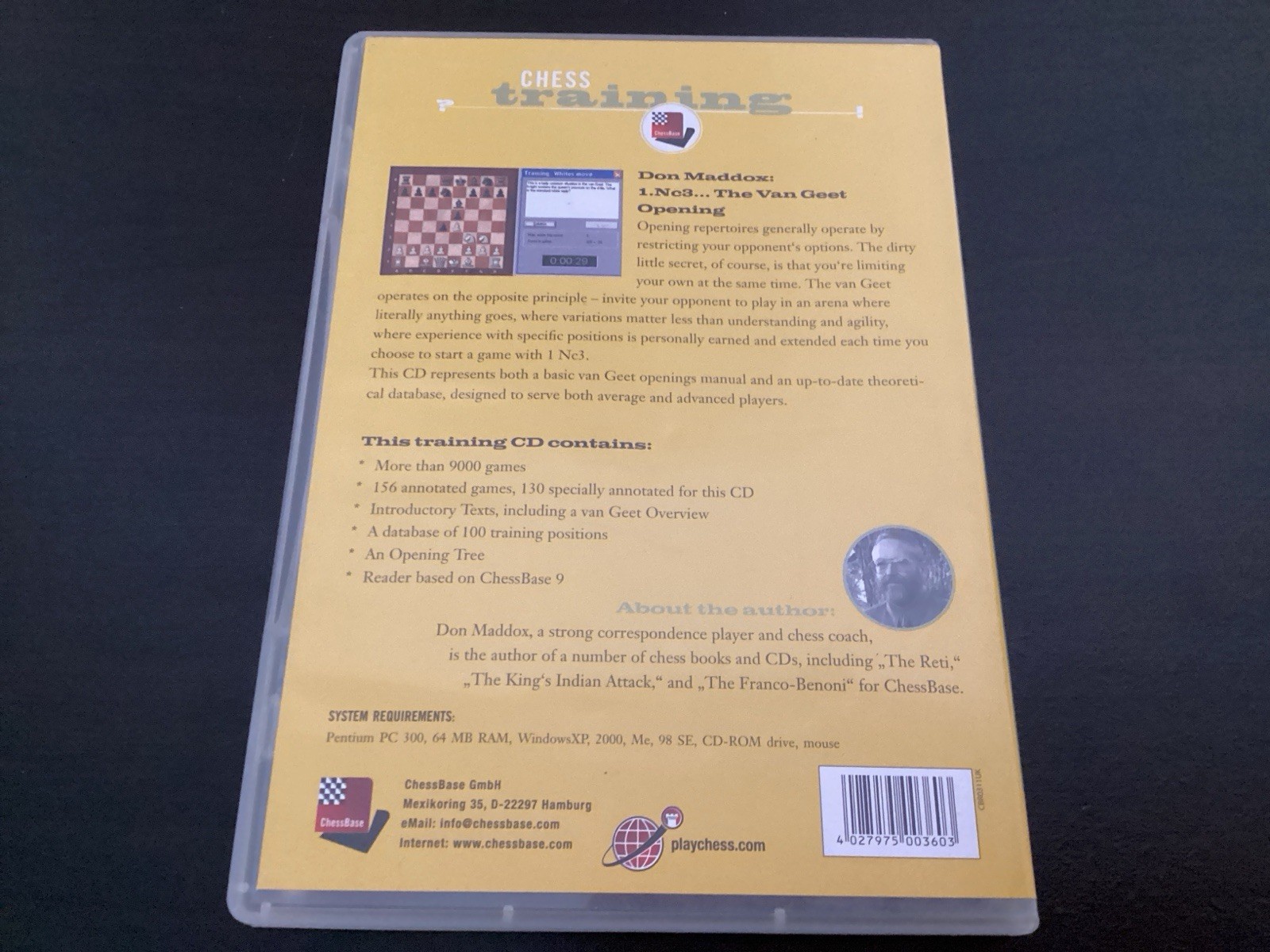 Chess Training CD-ROM - The Van Geet Opening, Don Maddox