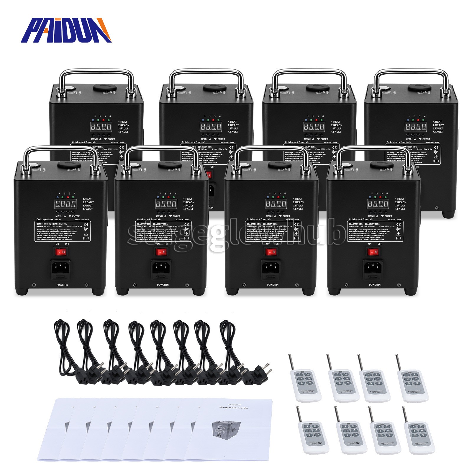 PAIDUN 480W Compact Cold Spark Firework Machine Remote Control Wedding Disco Bar