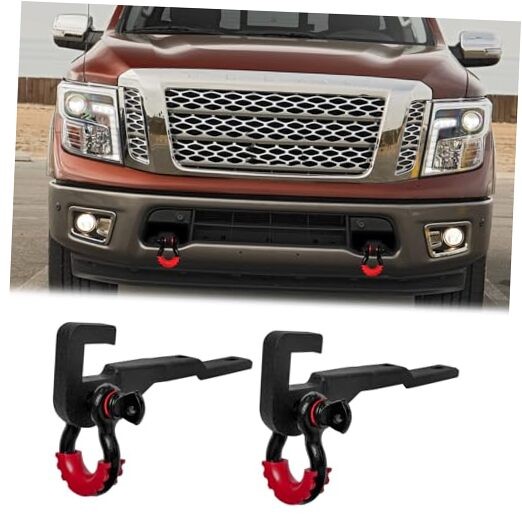 Front Tow Hook Mount Bracket and D-Rings Compatible with 2017-2021 Titan D