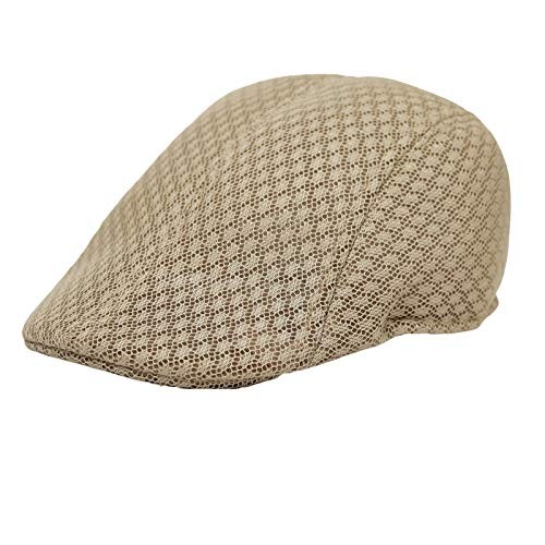 Breathable Mesh Summer Hat Newsboy Ivy Cap Cabbie Flat Cap One Size Beige