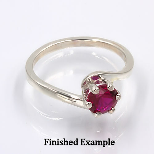 (4mm - 11mm) Round Crescent Solitaire Pre-notched Ring Setting(Ring Sizes 4-11 )