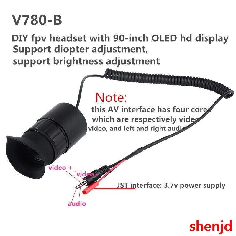 V780-B Head Mounted Display Wearable 1024*768For FPV With Composite AV Interface