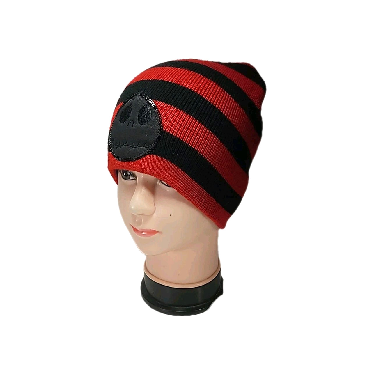 Disney Nightmare Before Christmas Jack Skellington Stripe Knit Beanie Tim Burton