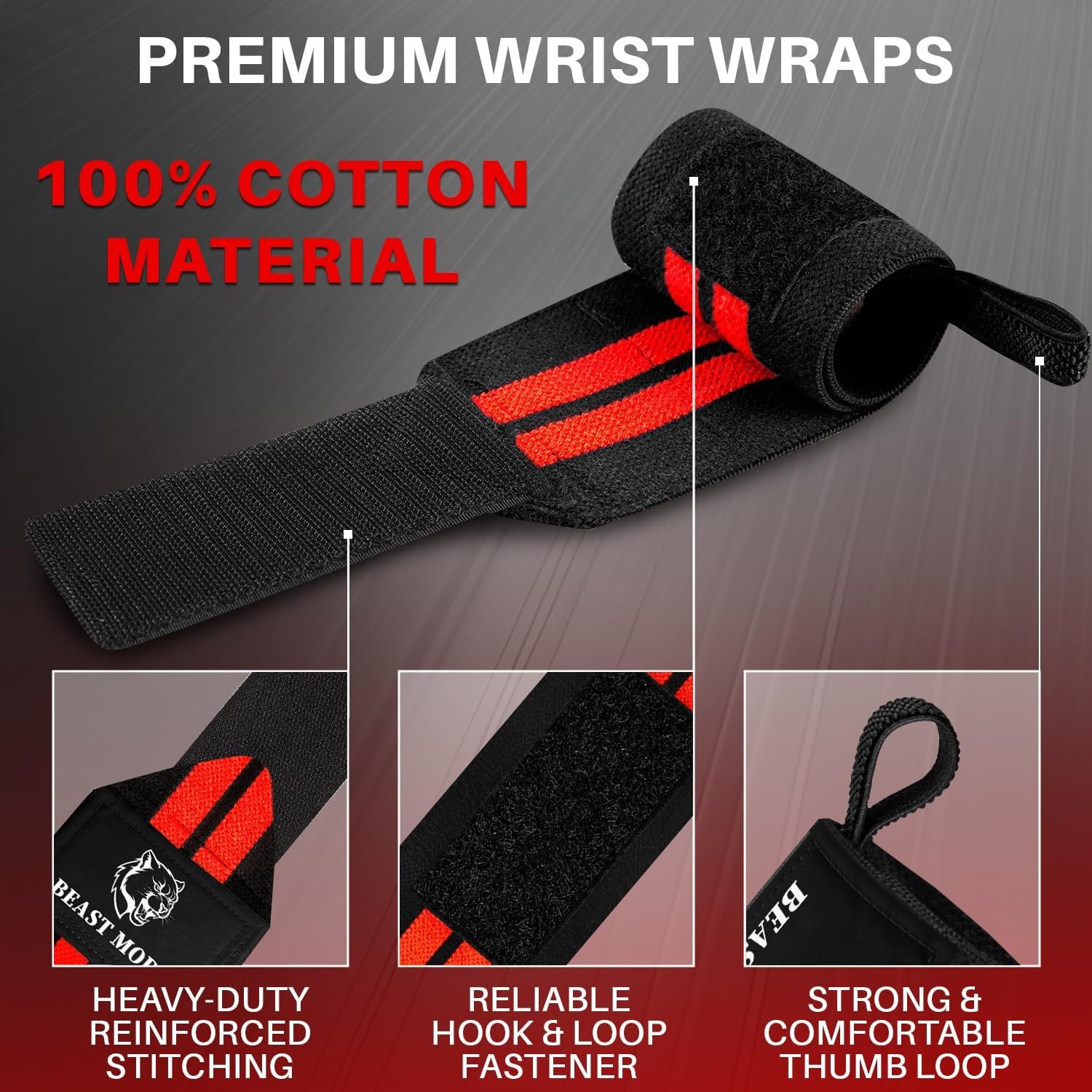 Heavy duty wrist wraps for weightlifting