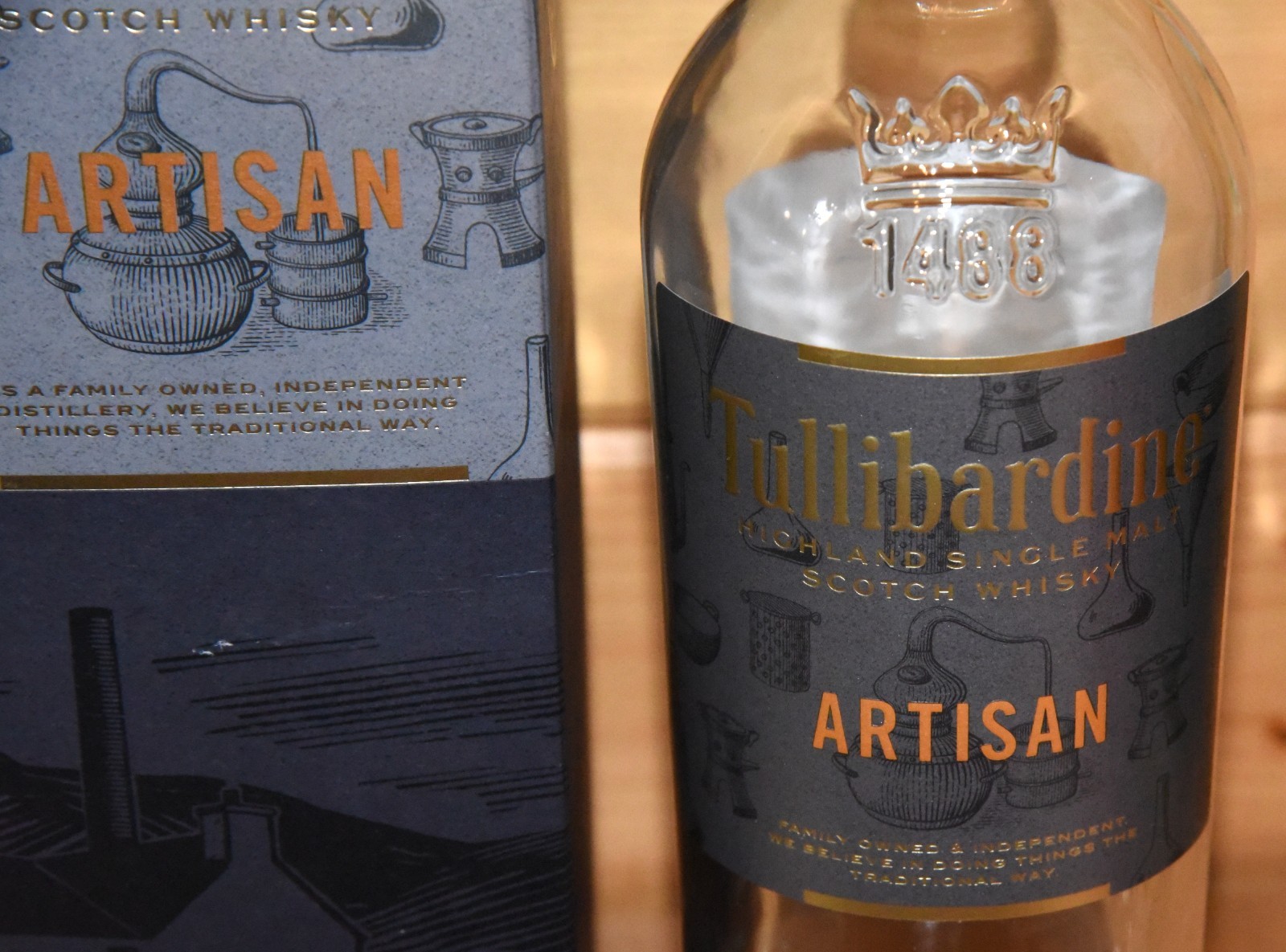 Tullibardine Artisan Highland Scotch Bottle -Empty 750ml Cork Stopper, Gift Box