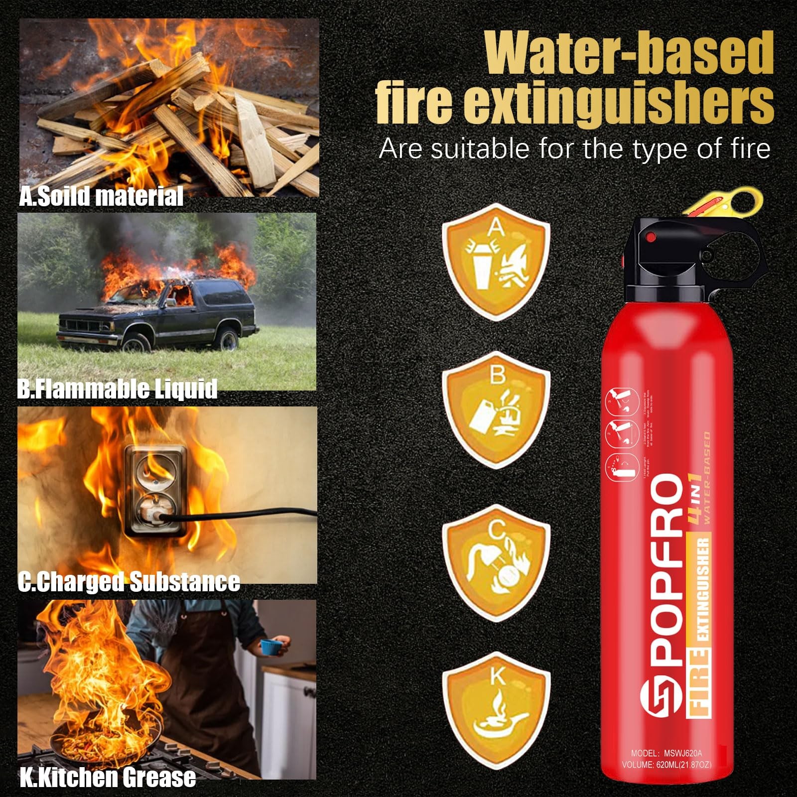 Portable Fire Extinguishers with water-based high-temperature resistance,Can ...