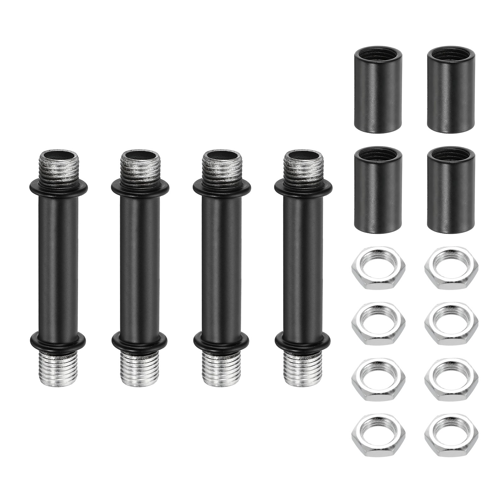 4Set 60mm/2.36" Straight Pipe Lamp Stems Rod Kit, M10 Fine Thread, Black