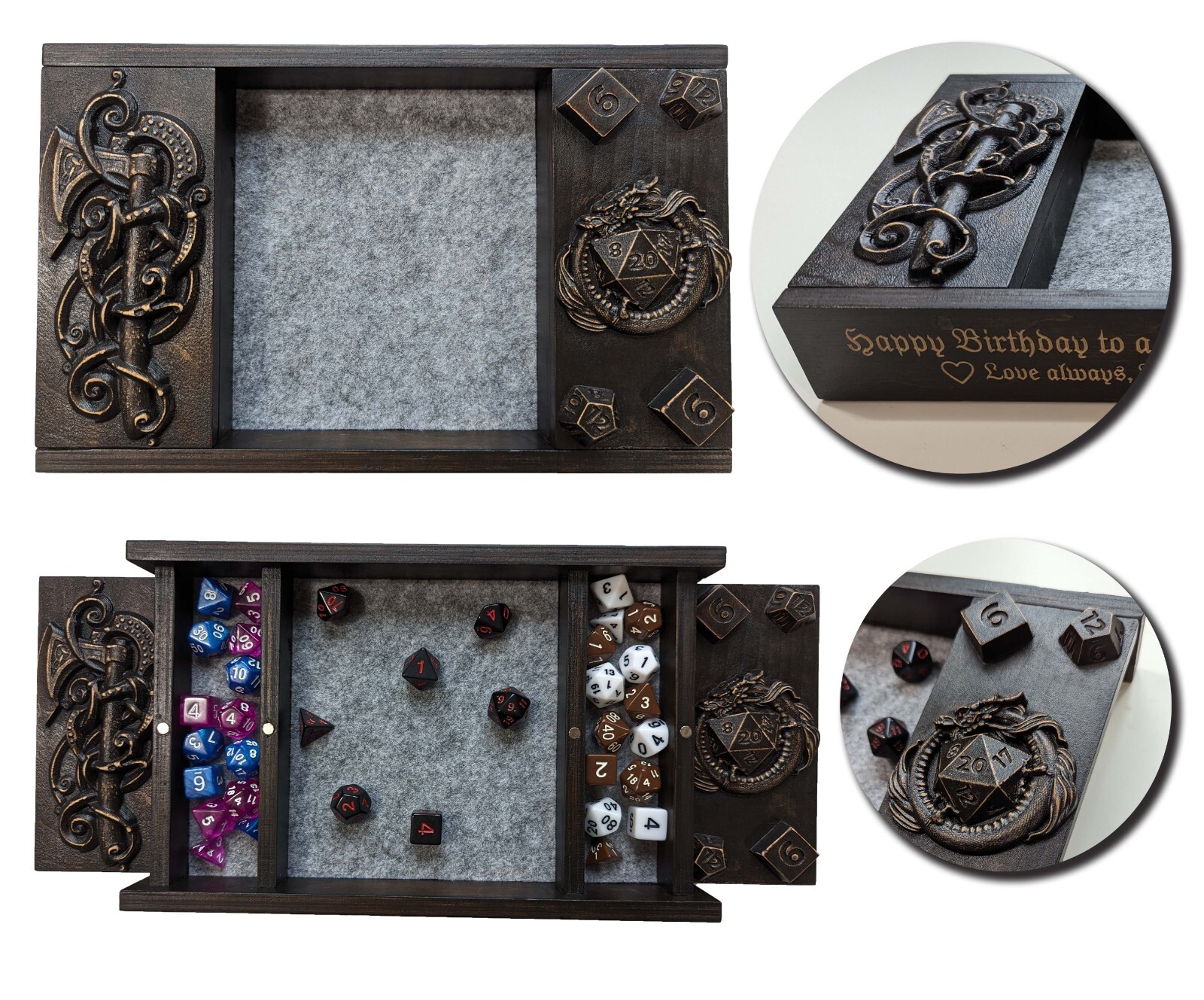 Dice tray Dice holder | Many felt colors | Dice box | Perfect Gift for D&D Fans
