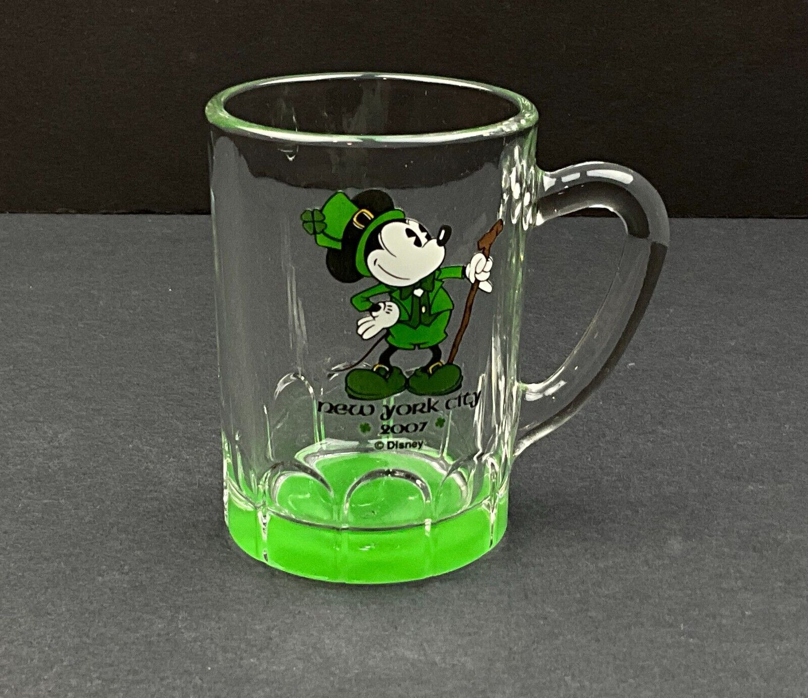 Disney St. Patricks Day Shot Glass MINI Mug Mickey Mouse New York City 2007
