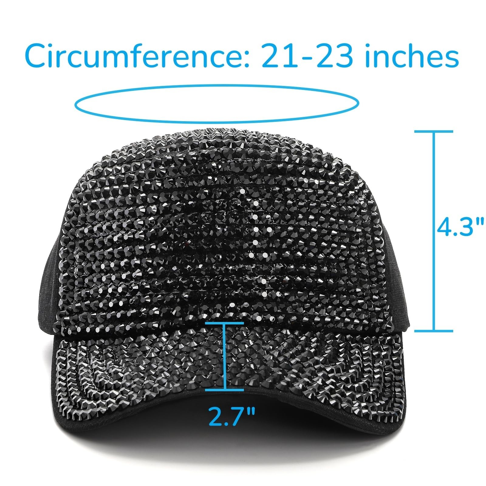Peohud Set of 2 Rhinestone Baseball Caps, Adjustable Snapback Baseball Hat fo...
