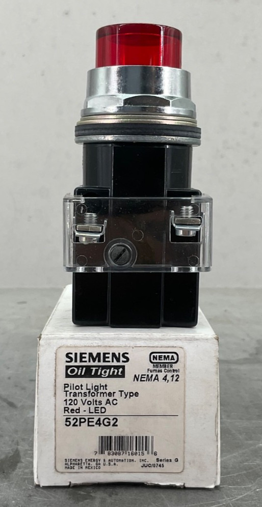 SIEMENS 52PE4G2 PILOT LIGHT TRANSFORMER TYPE 120VAC RED-LED NEW