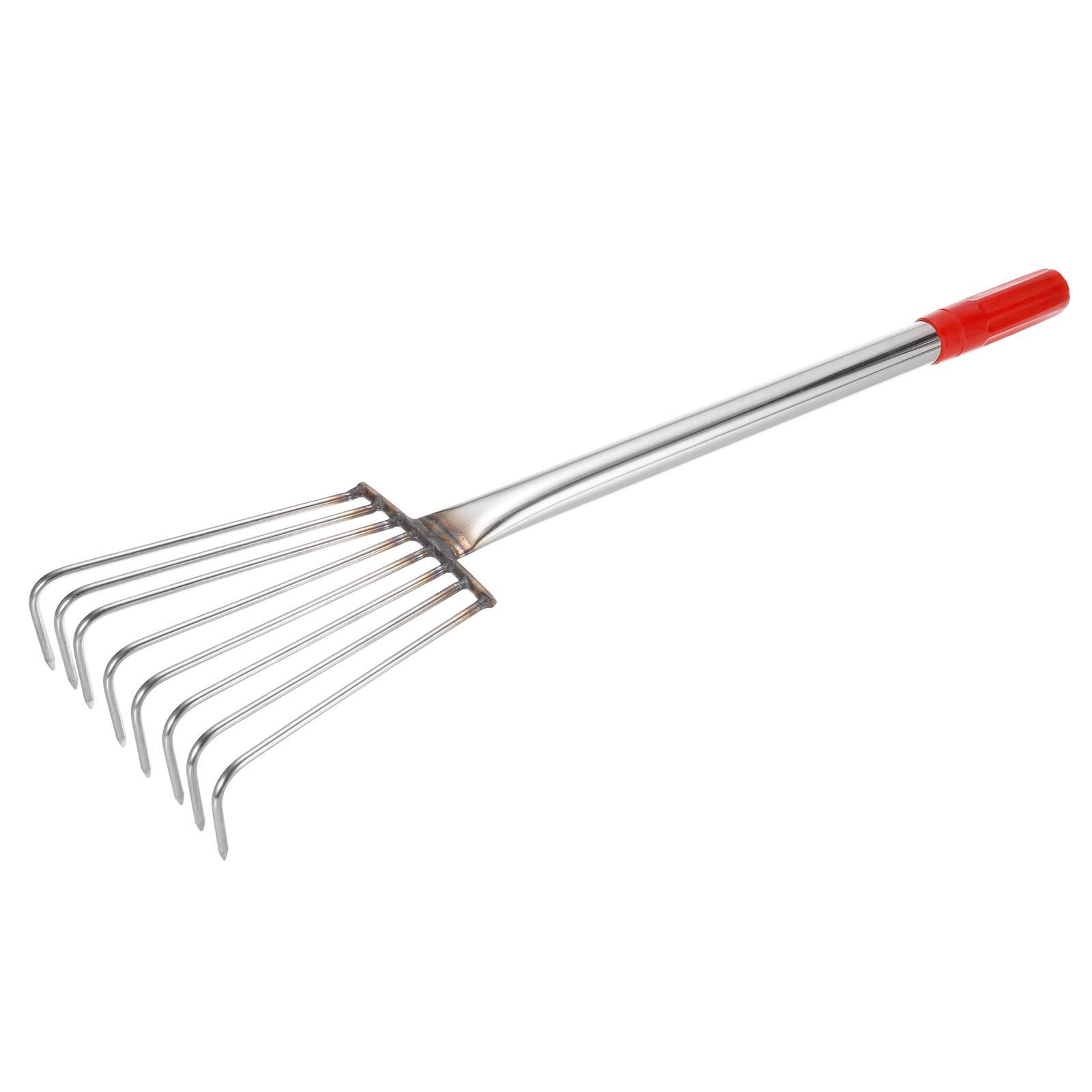 8 Teeth Claw Rake 12.6-inch Stainless Steel Rake with Rubber Handle Silver Tone