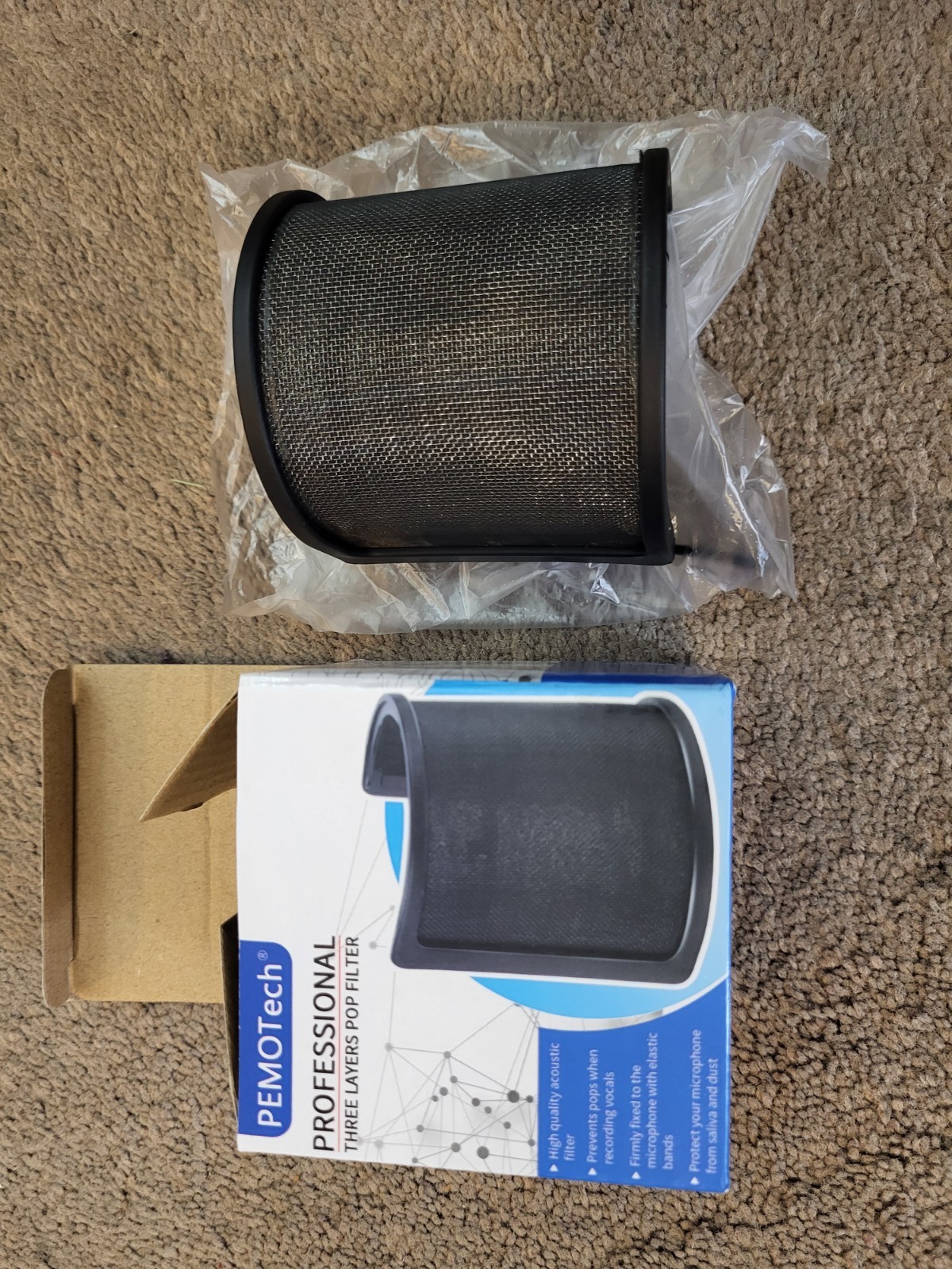 PEMOTech 3-Layer Microphone Pop Filter Windscreen Cover for Recording Streaming