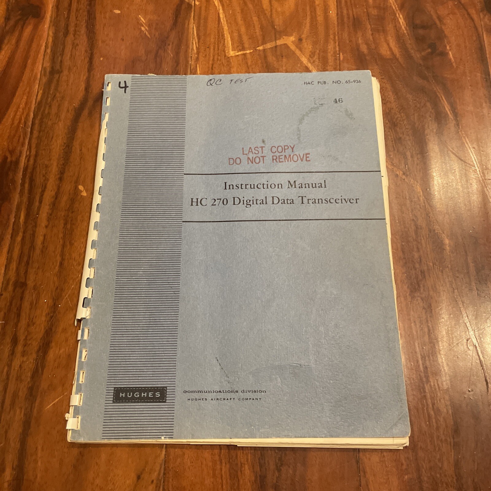 Hughes Aircraft HC 270 Digital Data Transceiver Instruction Manual 1961