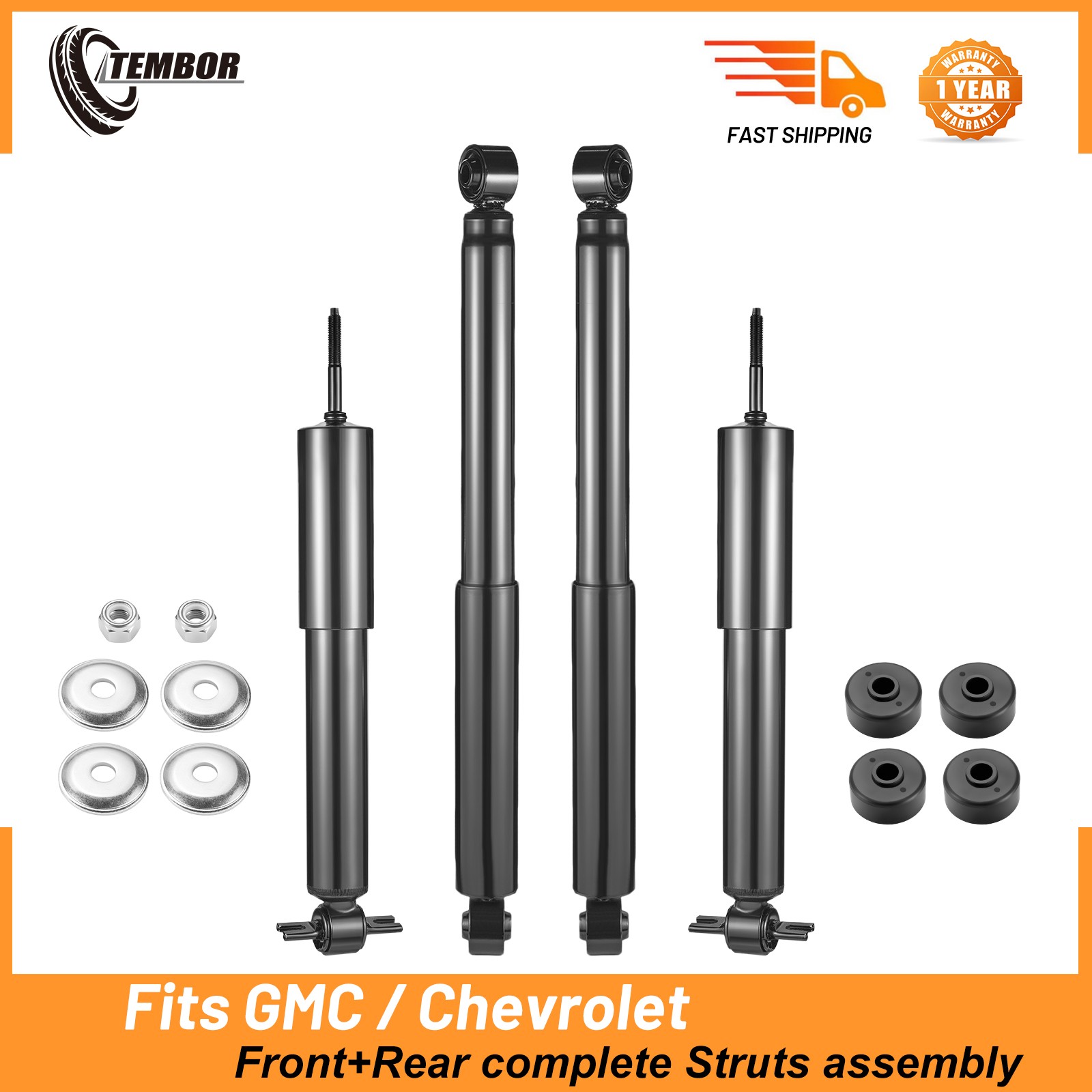 For 1999-2006 Chevy Silverado 1500 4 Pcs Front Rear Shocks Struts Pair 2WD