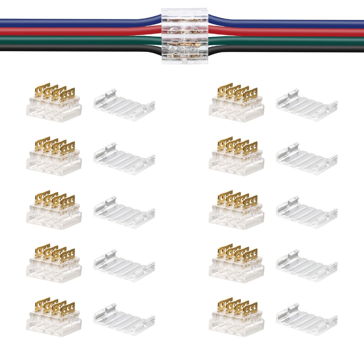 SLLHUT 4 Pin Low Voltage Wire Splice Connectors for 20 to 24 AWG RV LED Wire ...