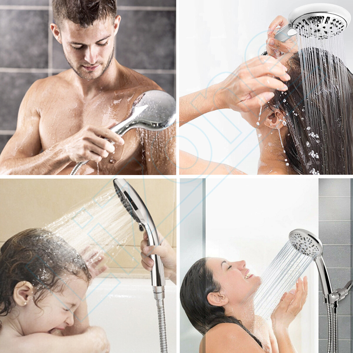 Handheld Shower Head High Pressure 9-Setting w/60" Hose & Adjustable Bracket