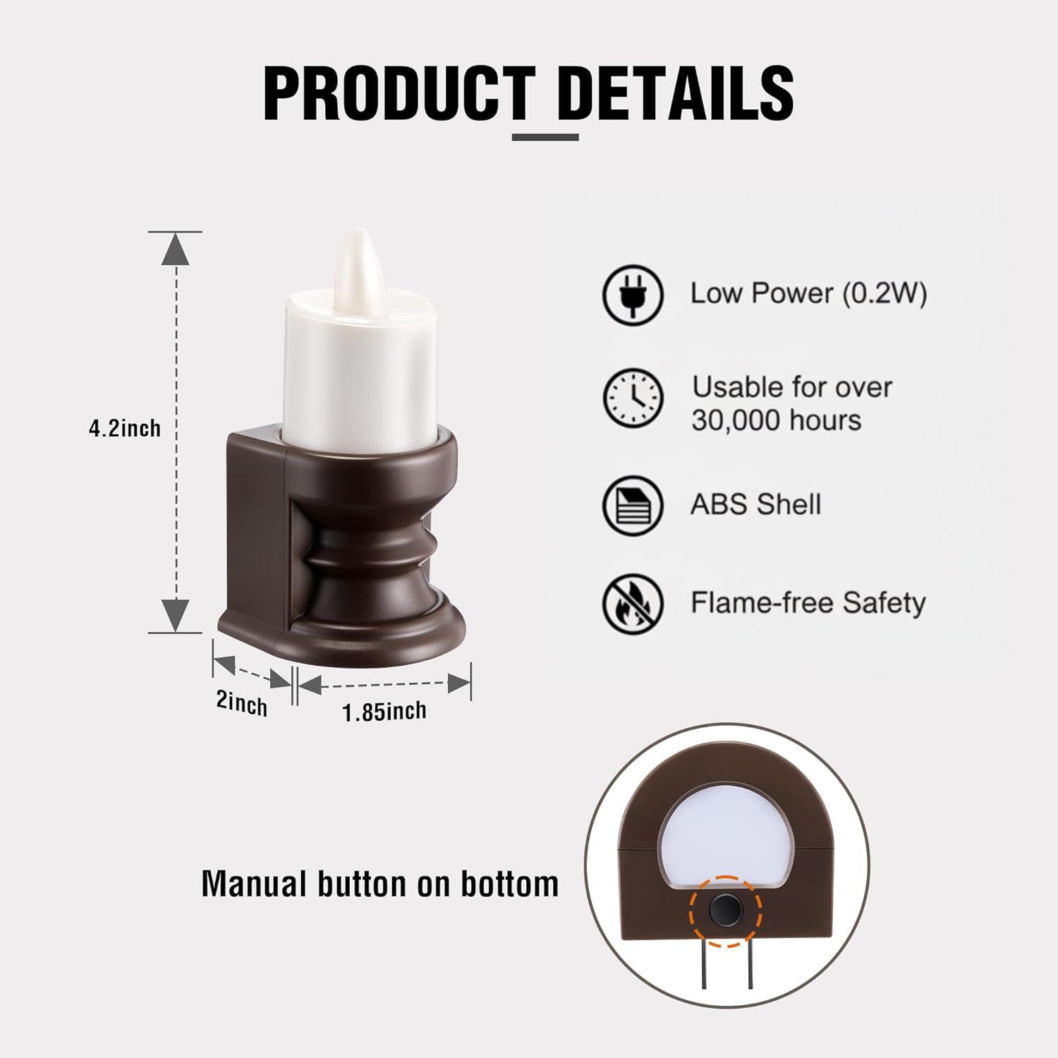 Flickering Flameless Candle Night Light Plug In Dimmable LED Nightlight 1 Pcs
