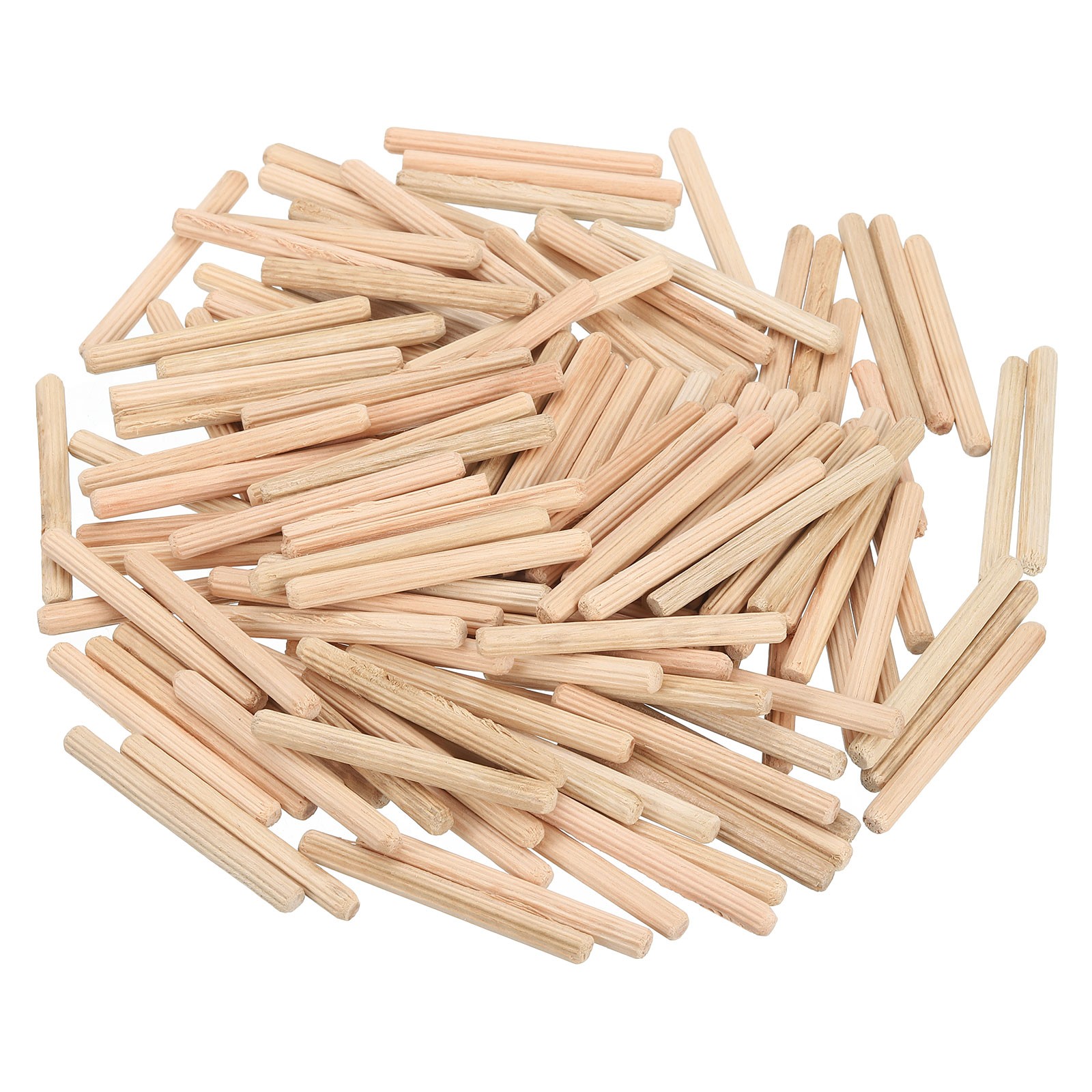 100Pcs 3/16" x 2" Wooden Dowel Pins Furniture Woodwork Grooved Fluted Pin