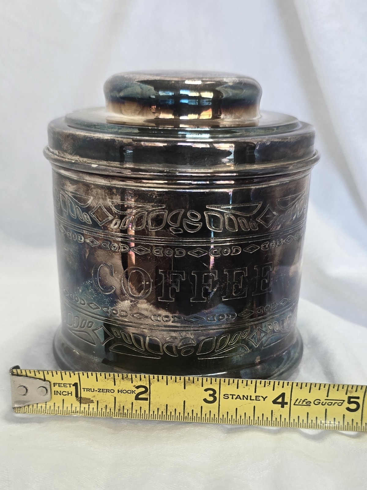 Iridescent Silver-Plated Coffee Canister