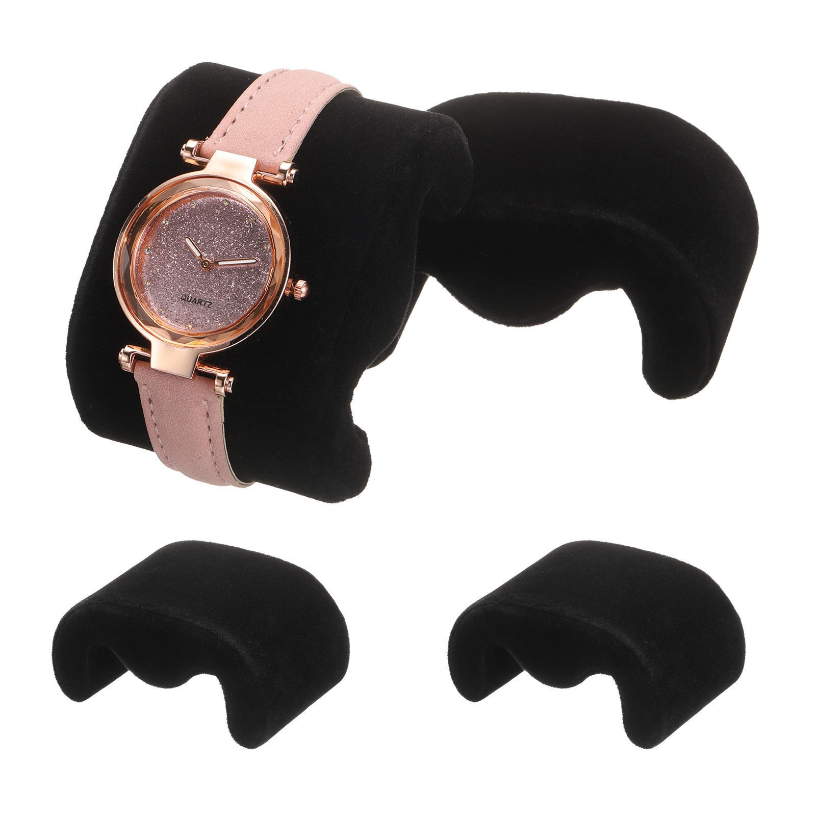 4pcs Watch Case Pillows m Shaped Watch Display Pillow Black